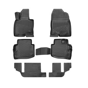 Mazda CX-9 Floor Mats - Omac - Rubber TPE, 6 Pcs - Black - 2016-2023